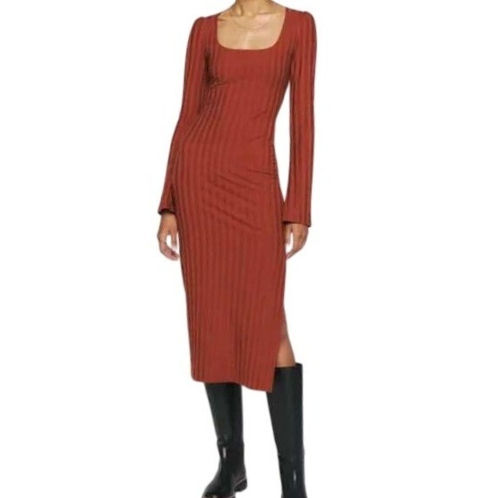 Reformation‎ Womens XS Clint Knit Long Sleeve Dress in Oxide NWT